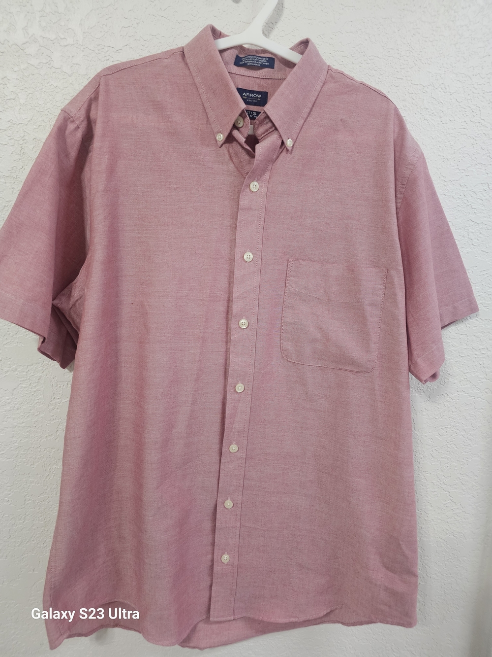 Arrow Short-Sleeve Button-Down Shirt in Dusty Rose